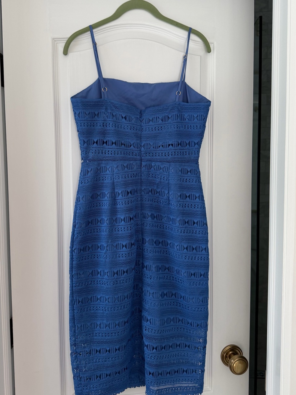 Hutch Anthropologie Blue Geometric Lace Sheath Cocktail Dress Size 2 - Picture 3 of 5